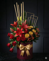 Luxury Red Rose & Lily Anniversary Flower Box