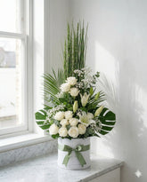 White Roses and Lilies Elegant Tall Floral Box