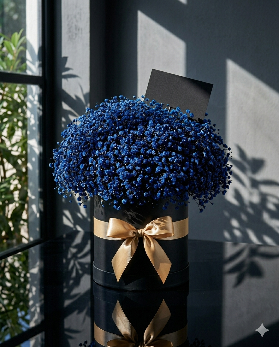 Royal Blue Baby Breath Premium Flower Box