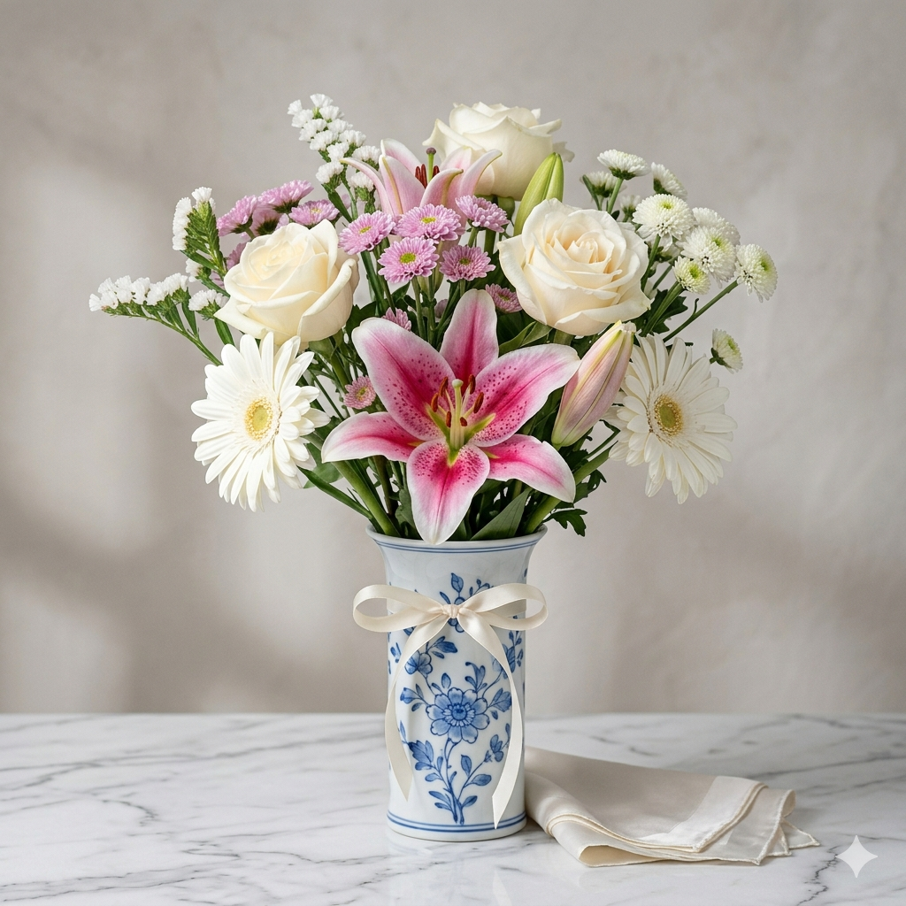 White Rose & Lily Bouquet – Mother's Day Flowers