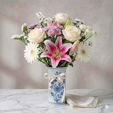 White Rose & Lily Bouquet – Mother's Day Flowers