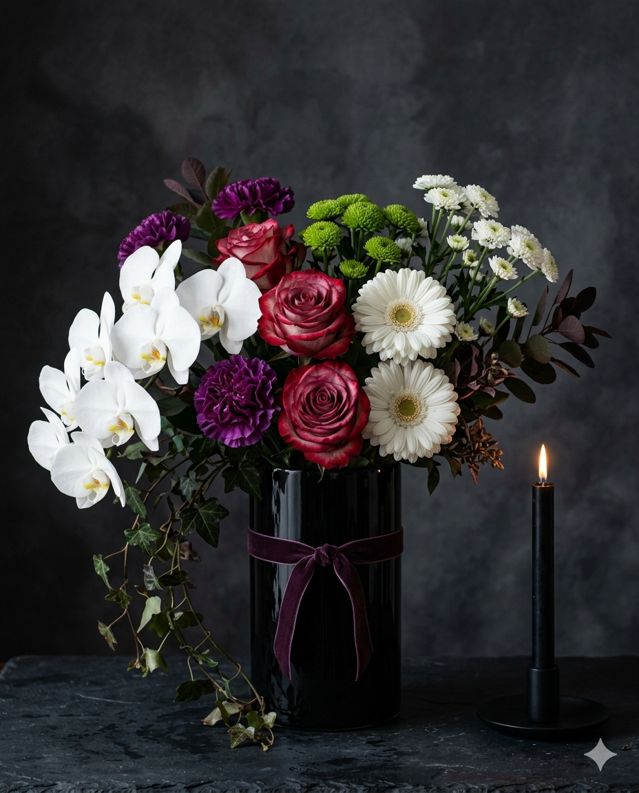 luxury flowers online, gothic bouquet, anniversary flowers