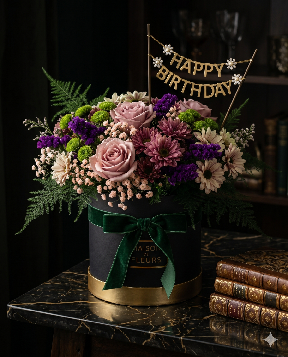 Happy Birthday Luxury Flower Box | Fresh Roses & Mixed Blooms