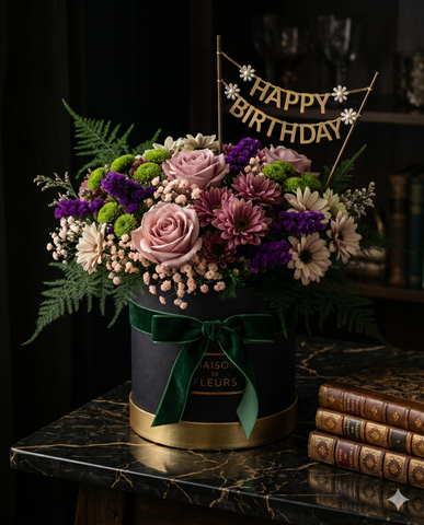 Happy Birthday Luxury Flower Box | Fresh Roses & Mixed Blooms