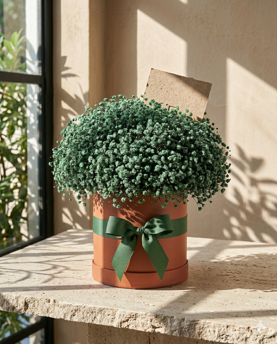 Sage Green Baby Breath Earthy Flower Box