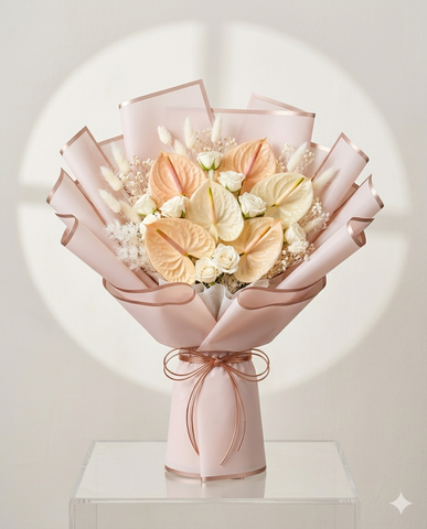 Elegant Anthurium Bouquet | Luxury Pastel Birthday Gift