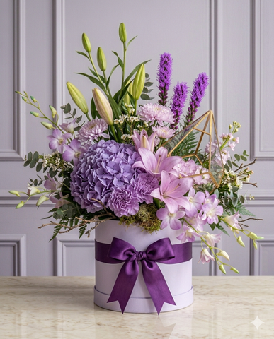 Luxury Lavender Hydrangea and Lilac Lily Box
