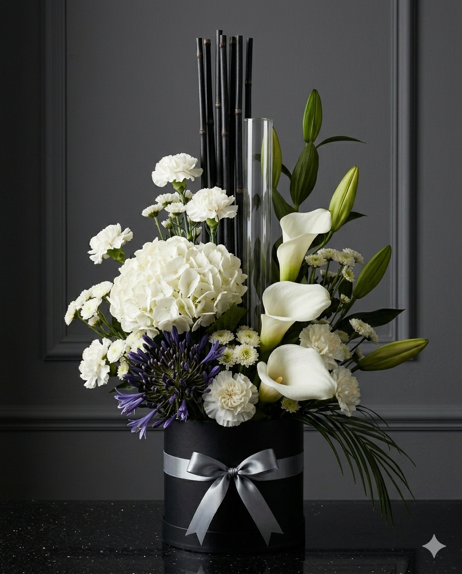 Luxury Calla Lily & White Hydrangea Corporate Gift Box