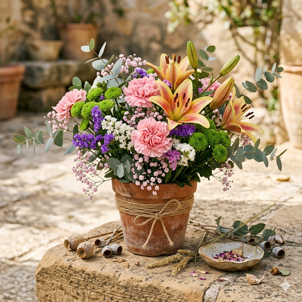 Rustic Garden Flower Pot – Birthday Bouquet