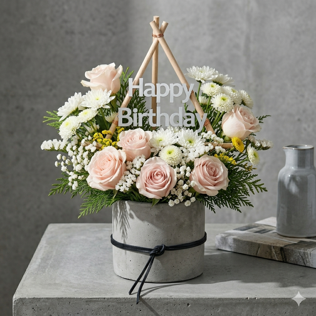 Minimalist Blush Rose Birthday Arrangement