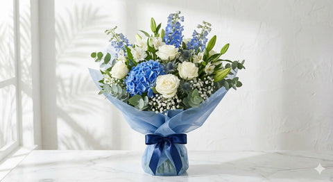 Blue & White Coastal Fresh Birthday Flowers