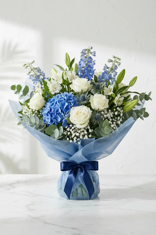Blue & White Coastal Fresh Birthday Flowers
