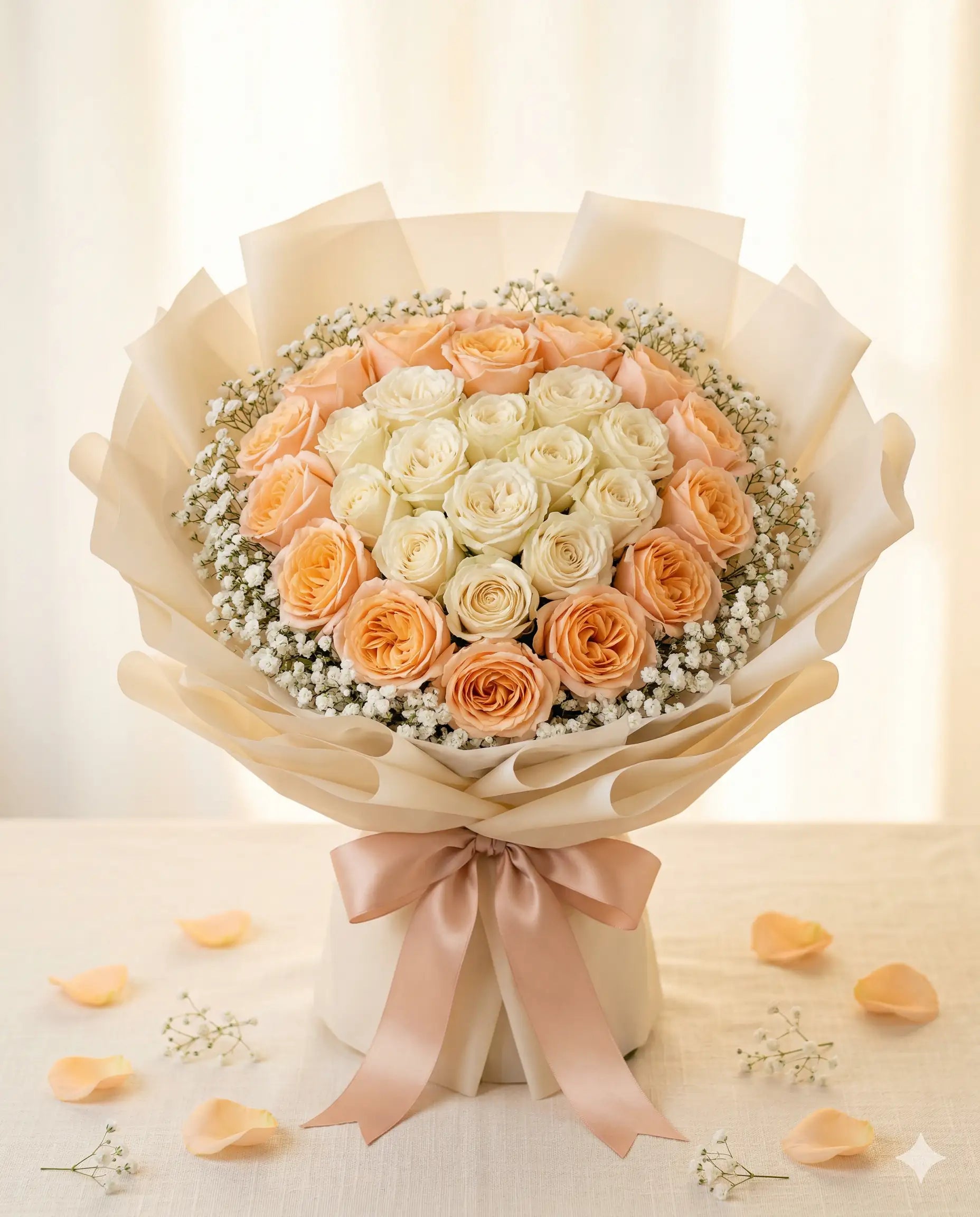 Champagne Bloom Luxury Heart Rose Bouquet