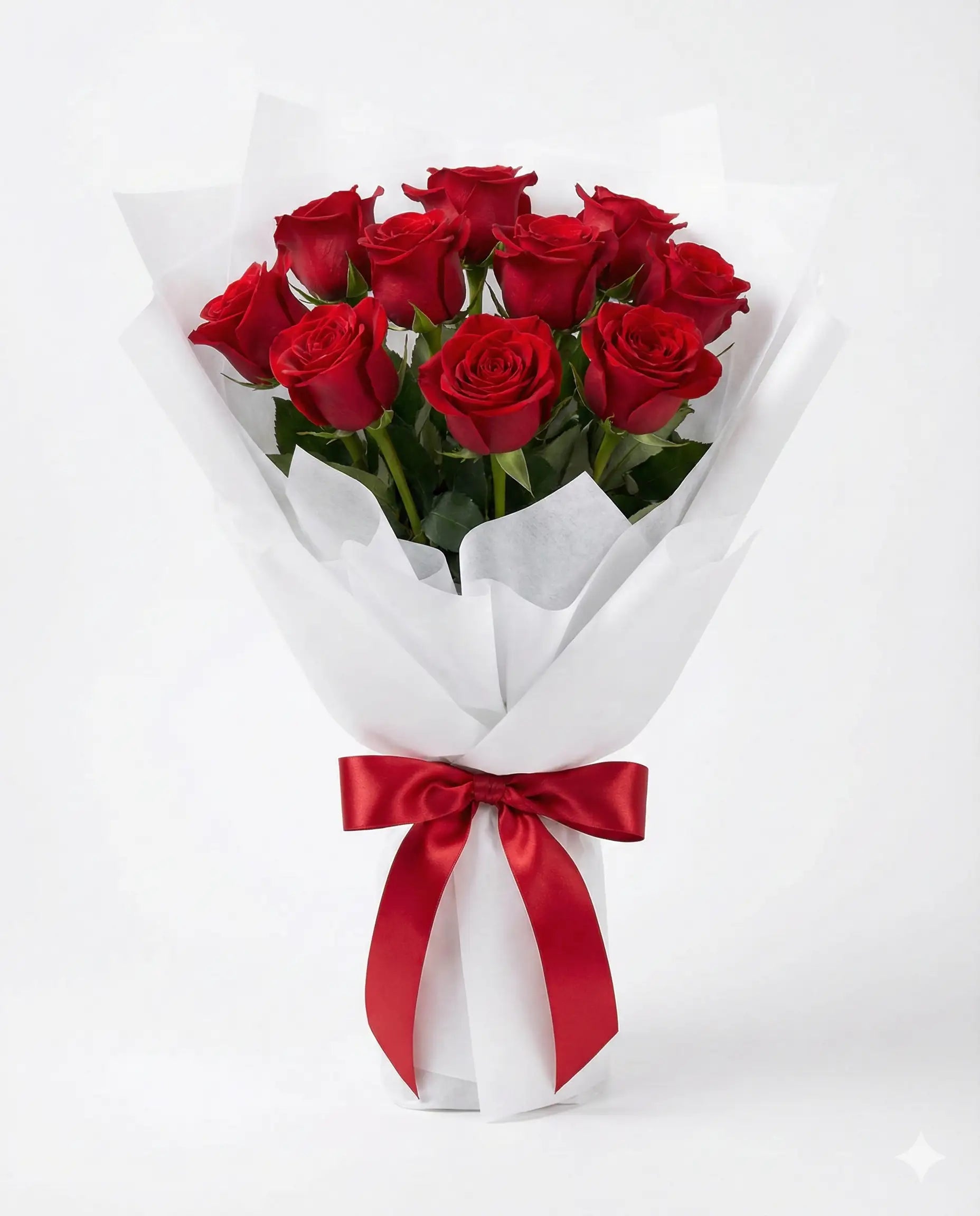 Classic 12 Red Roses Bouquet - Romantic Valentine Gift