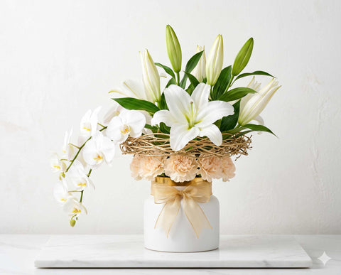 Elegant White Lily & Luxury Orchid Centerpiece