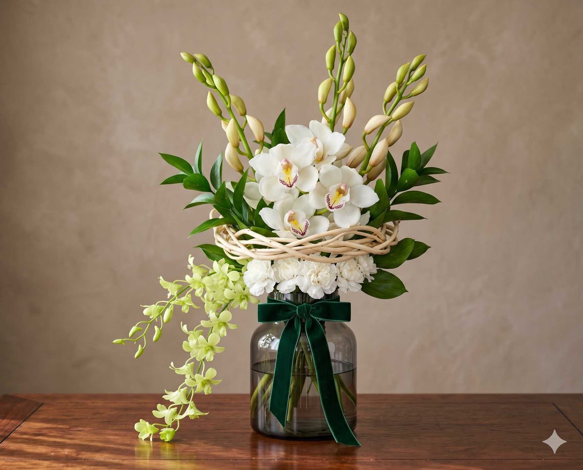 Elegant White Orchid Arrangement in Premium Vase