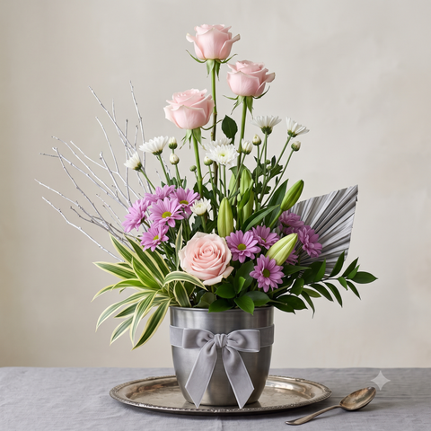 Luxury Pink Roses and Daisy Arrangement