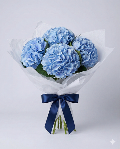 Classic Blue Hydrangea Bouquet - Birthday Flowers