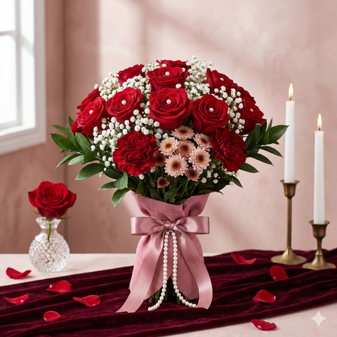 Anniversary Roses & Carnation Bouquet