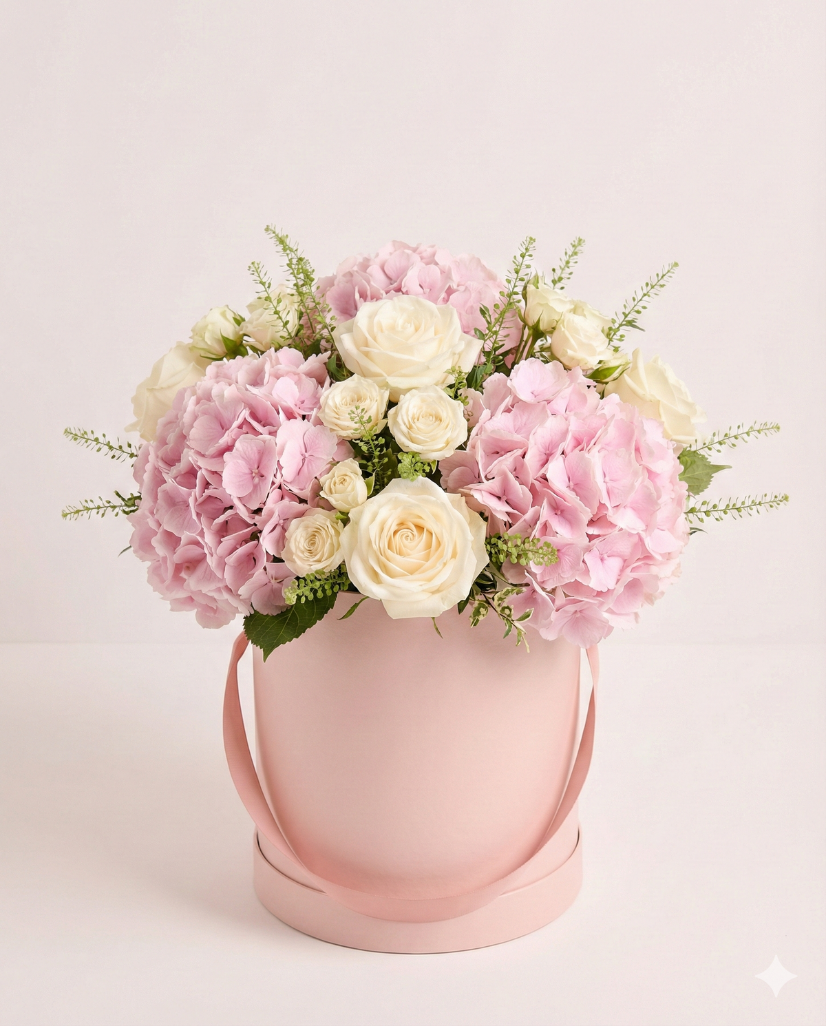 Pink Hydrangea and White Rose Hat Box - Luxury Gift