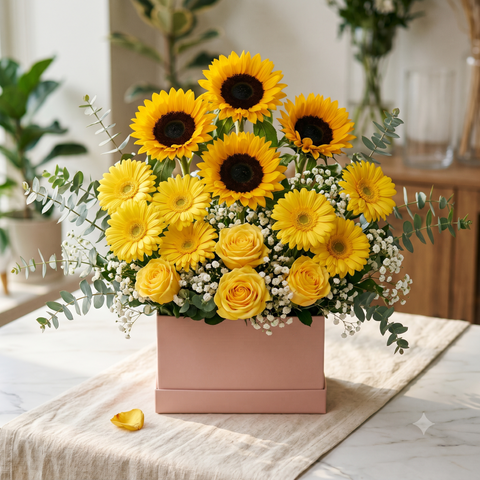 Yellow Flower Box | Luxury Birthday Flowers