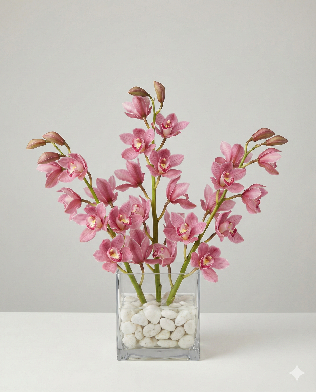 Pink Cymbidium Orchids - Modern Flower Arrangement
