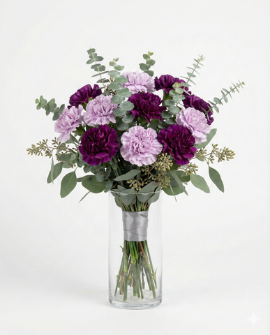 Purple Carnation Bouquet - Birthday & Sympathy Flowers