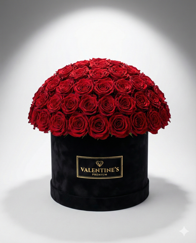 Premium Red Roses Hat Box - Luxury Valentine's Gift