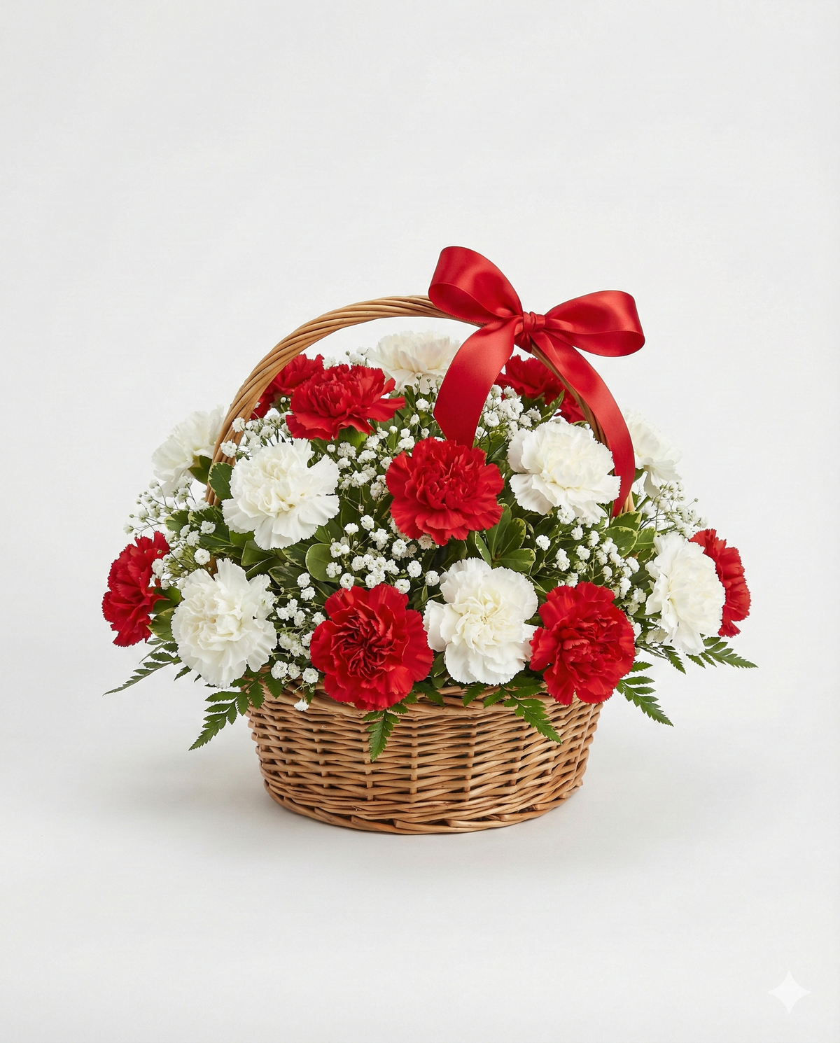 Red and White Carnation Basket - Birthday Flower Delivery