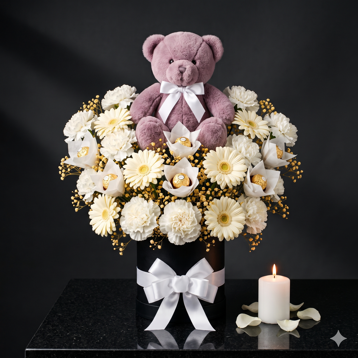 Luxury Chocolate Flower Bouquet & Cute Teddy Bear