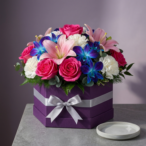 Luxury Mixed Flower Box | Vibrant Modern Arrangement