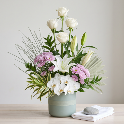 Luxury White Roses and Orchids Arrangement