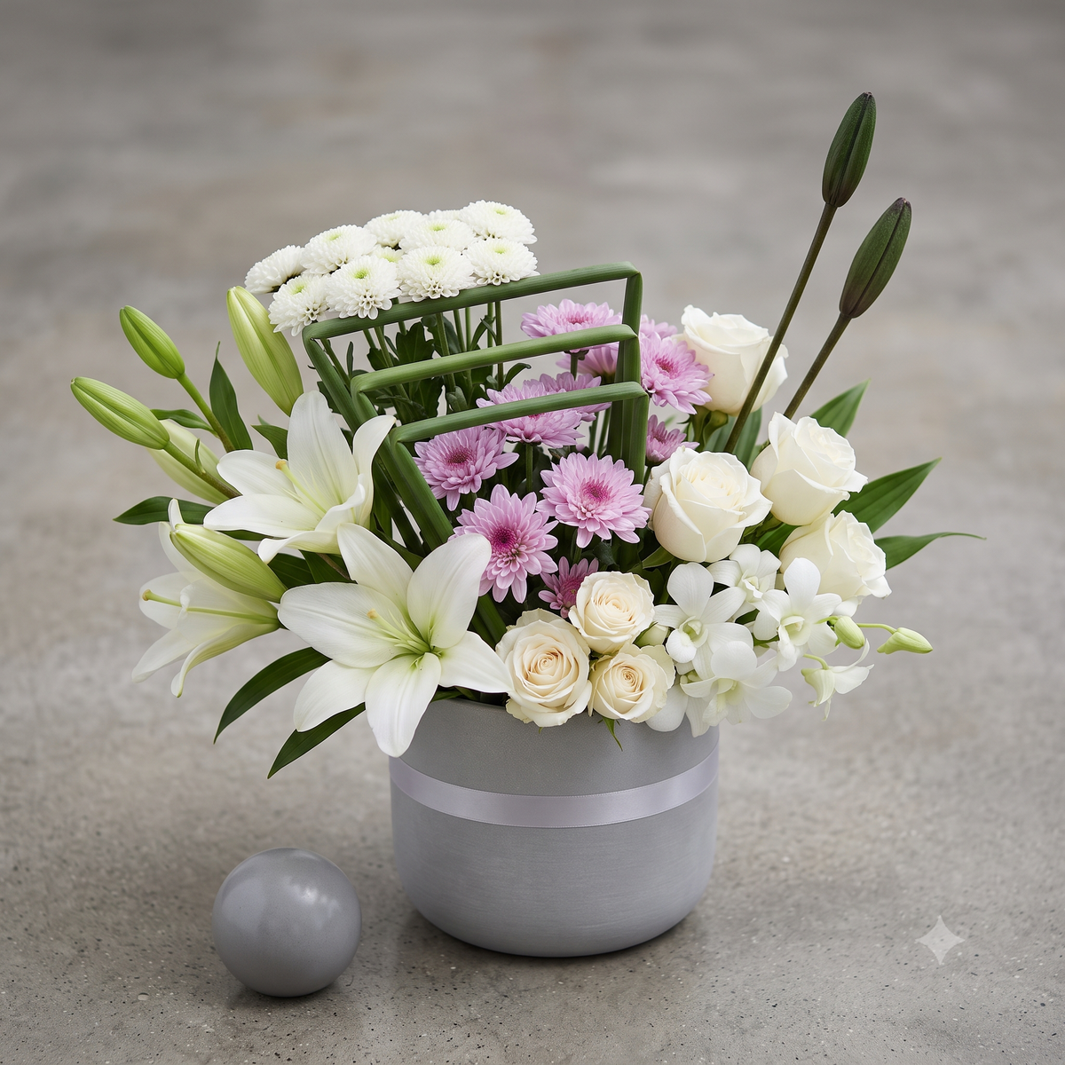 Luxury Flowers Bouquet | Modern White Lily & Pink Blooms