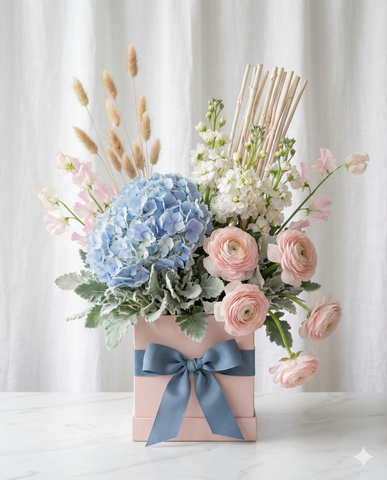 Luxury Pastel Hydrangea & Ranunculus Flower Box