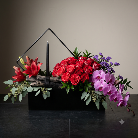 Luxury Pink Rose & White Lily Flowers Bouquet