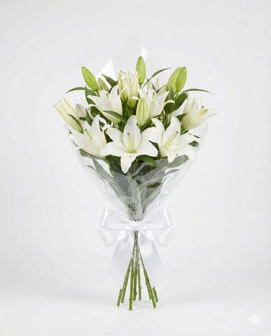 White Oriental Lily Bouquet - Fragrant Wedding Flowers