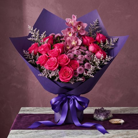 Luxury Orchid and Hot Pink Rose Bouquet