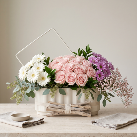 Luxury Pink Rose and Mixed Daisy Box Arrangement