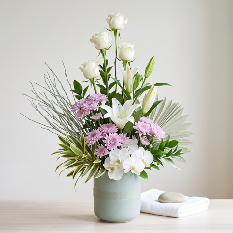 Luxury White Roses and Orchids Arrangement