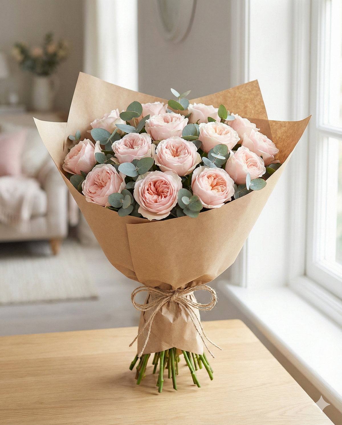 Blush Pink Roses Bouquet - Romantic Anniversary Flowers