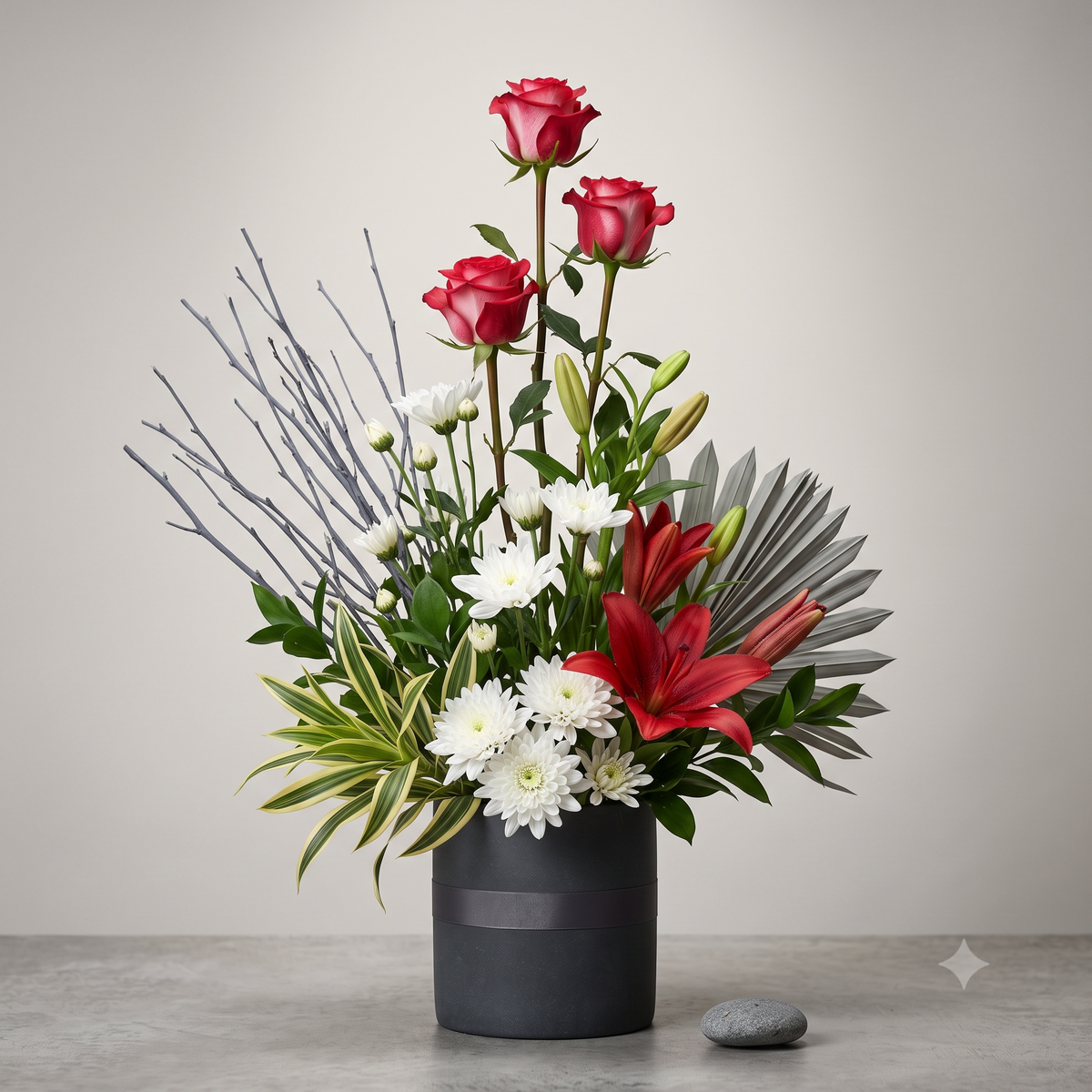 Luxury Pink Roses and Lilies Arrangement