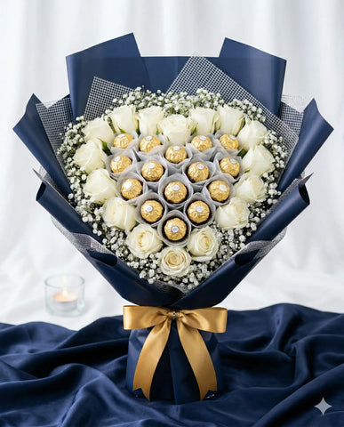 Luxury Anniversary Heart Bouquet with Chocolates