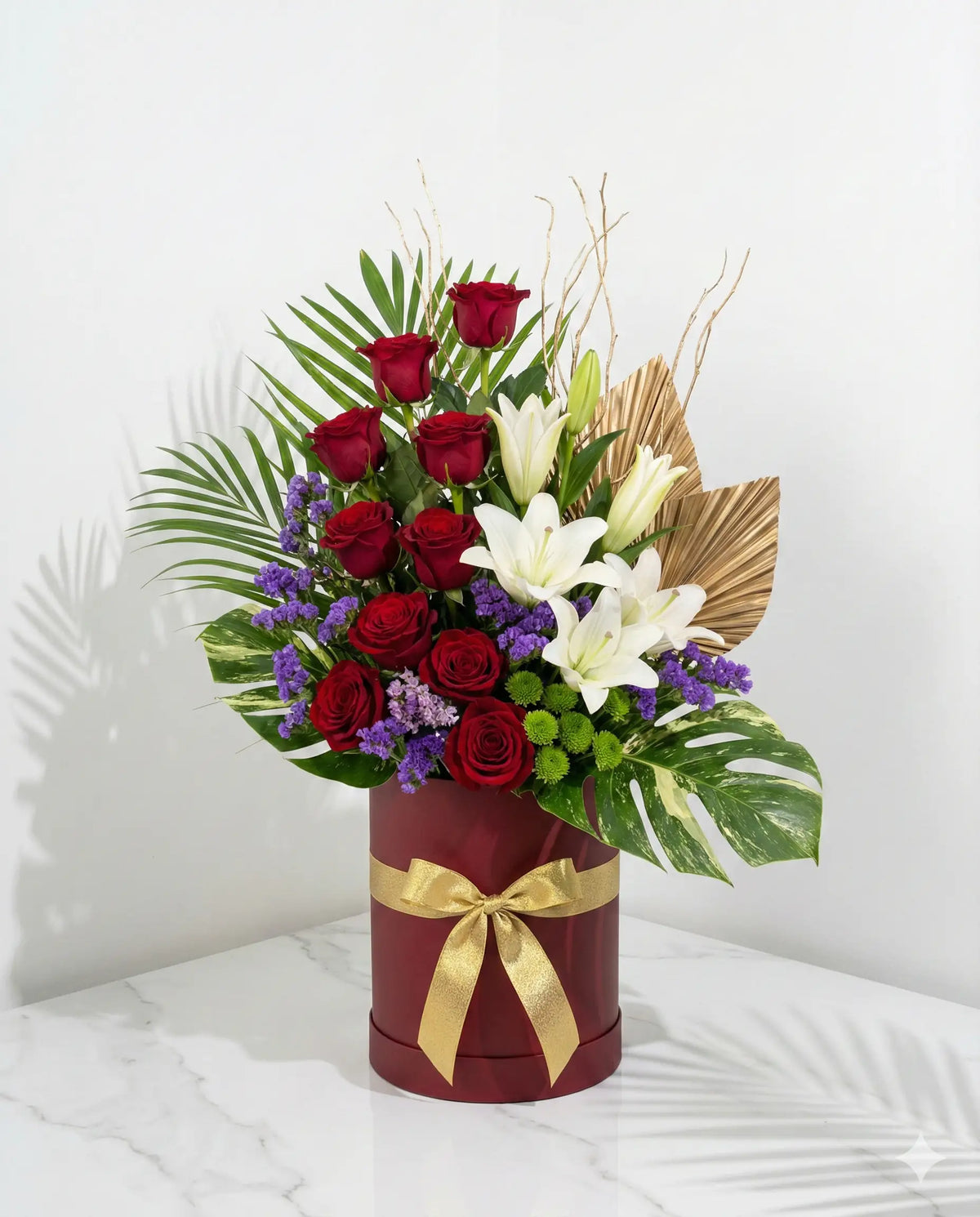 Luxury Anniversary Roses & Lily Flower Box Gift