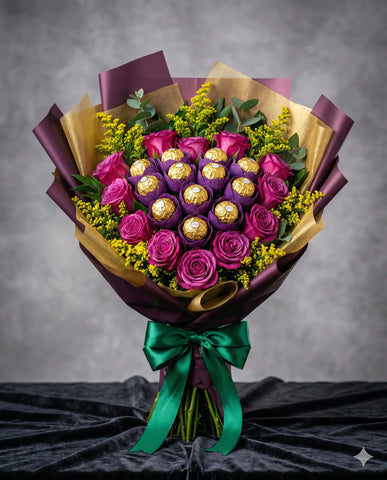 Luxury Chocolate Bouquet with Anniversary Roses