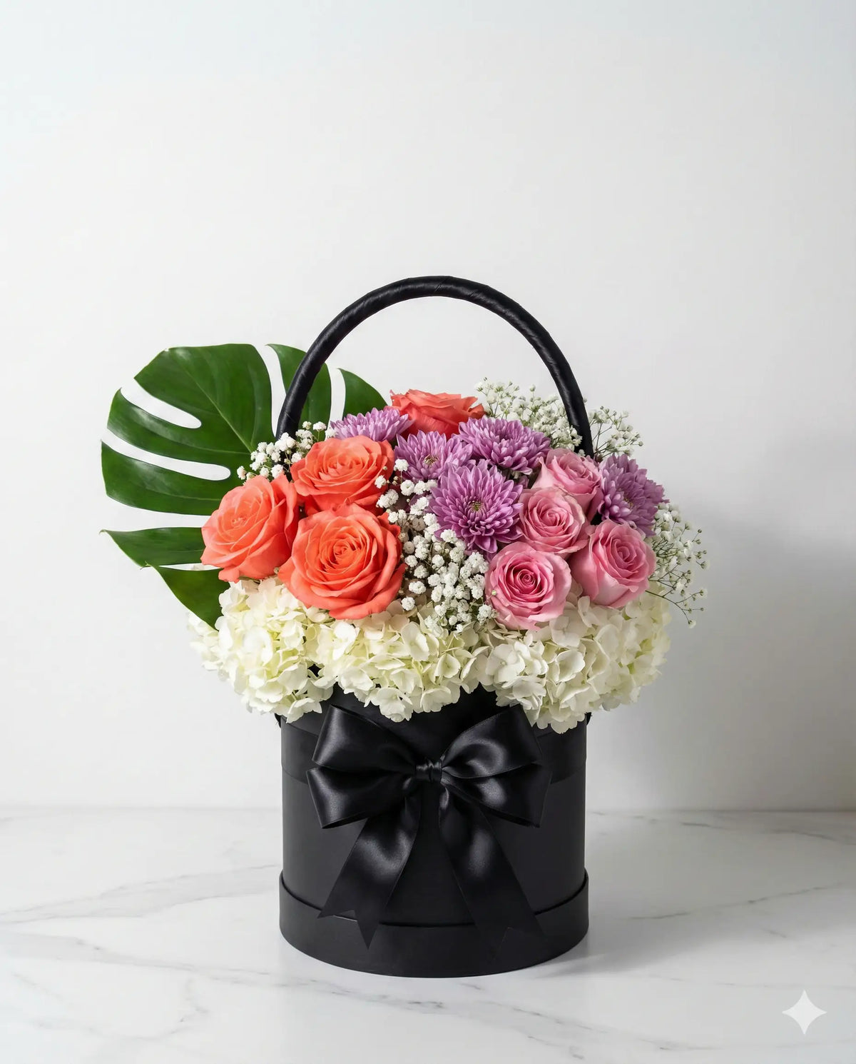 Luxury Coral & Pink Roses Flower Box | Birthday Gift for Her