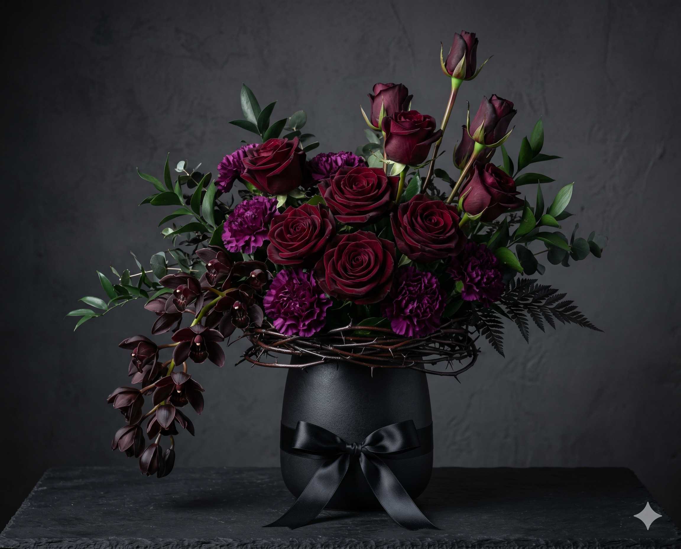 Luxury Dark Romantic Roses Anniversary Bouquet