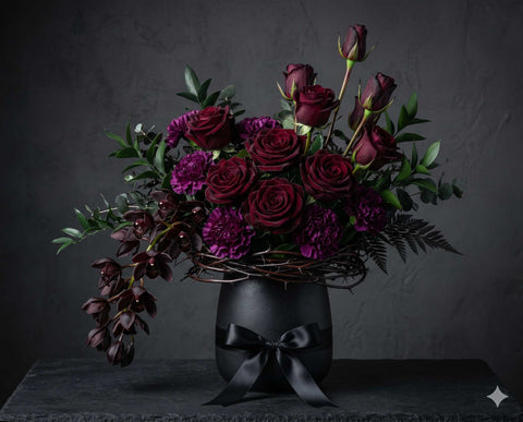 Luxury Dark Romantic Roses Anniversary Bouquet