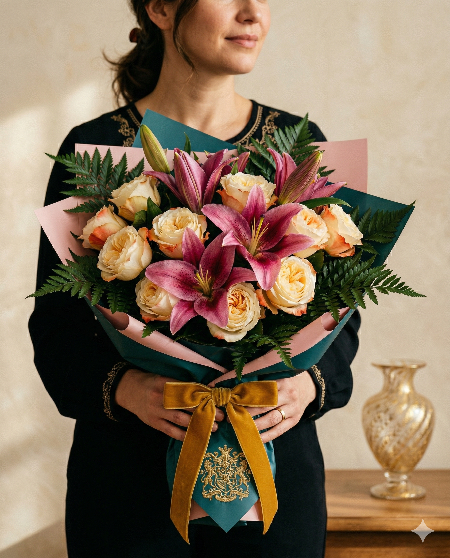 Luxury Lily and Rose Anniversary Bouquet