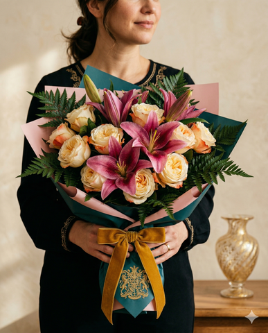 Luxury Lily and Rose Anniversary Bouquet