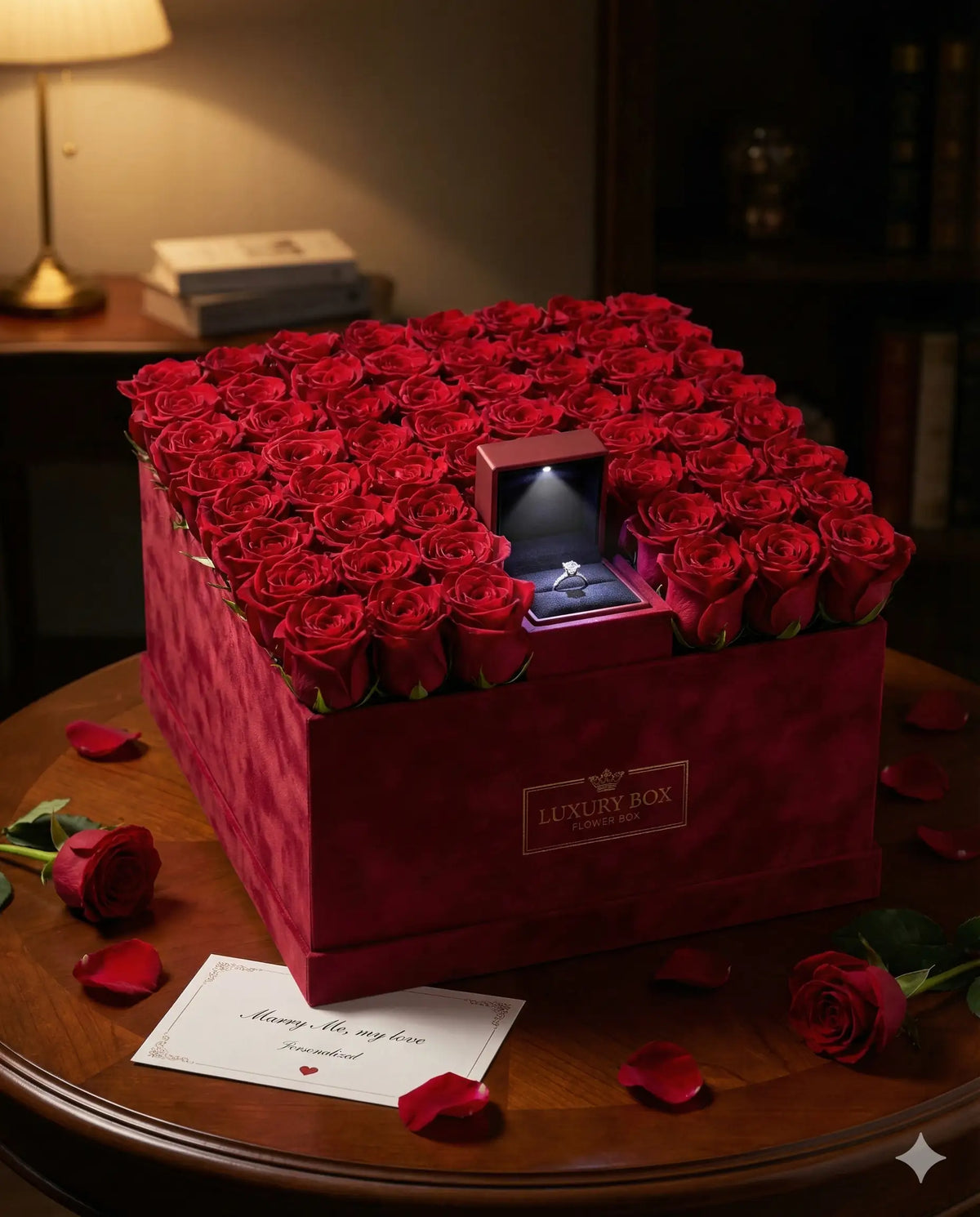 Luxury Proposal Roses Box with Ring Holder